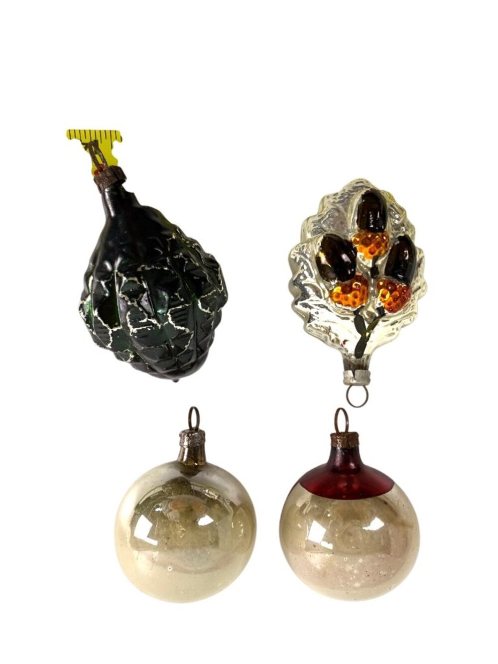 Vintage Ornament Lot of 4 Mixed Glass Germany Mercury & Indent Translucent - Picture 4 of 6